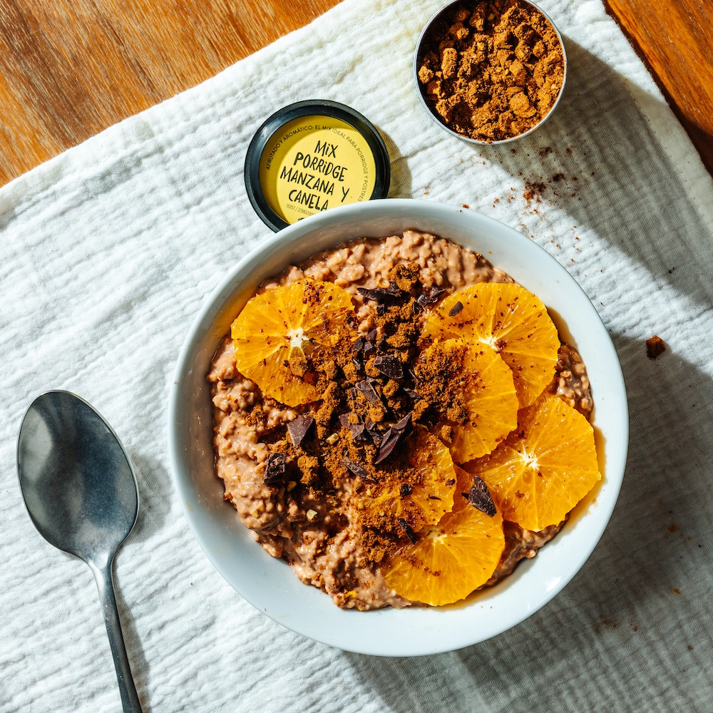 Porridge de chocolate y naranja